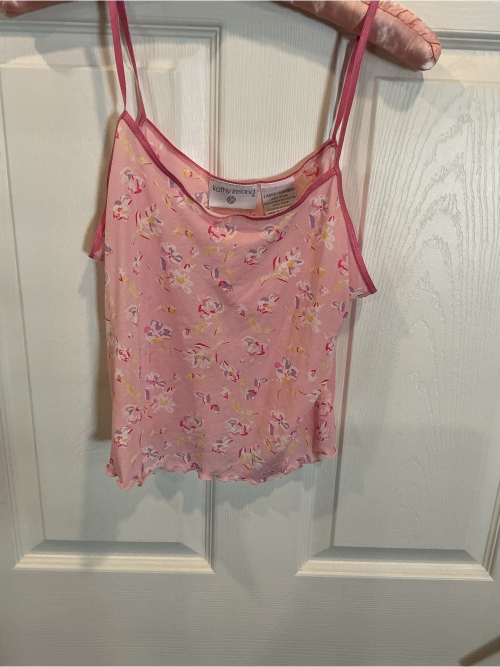 Kathy Ireland Pink Floral Satin Cami Tank